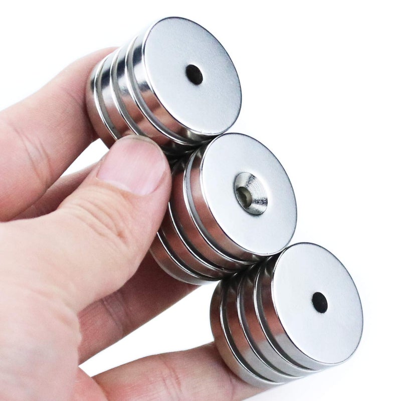 MIKEDE 12 Pack Neodymium Disc Countersunk Hole Magnets, 1.26 inch D x 0.2 inch H Strong Permanent Rare Earth Magnets with 12 Screws, Silvery - Image 4